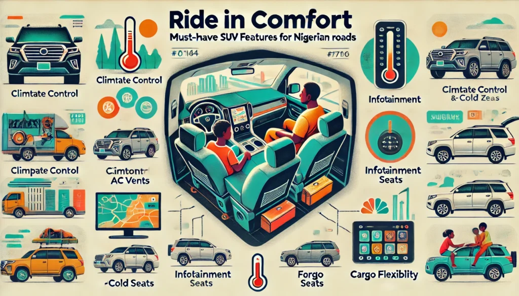 Ride in Comfort Must-Have SUV Features for Nigerian Roads -A carousel-style graphic