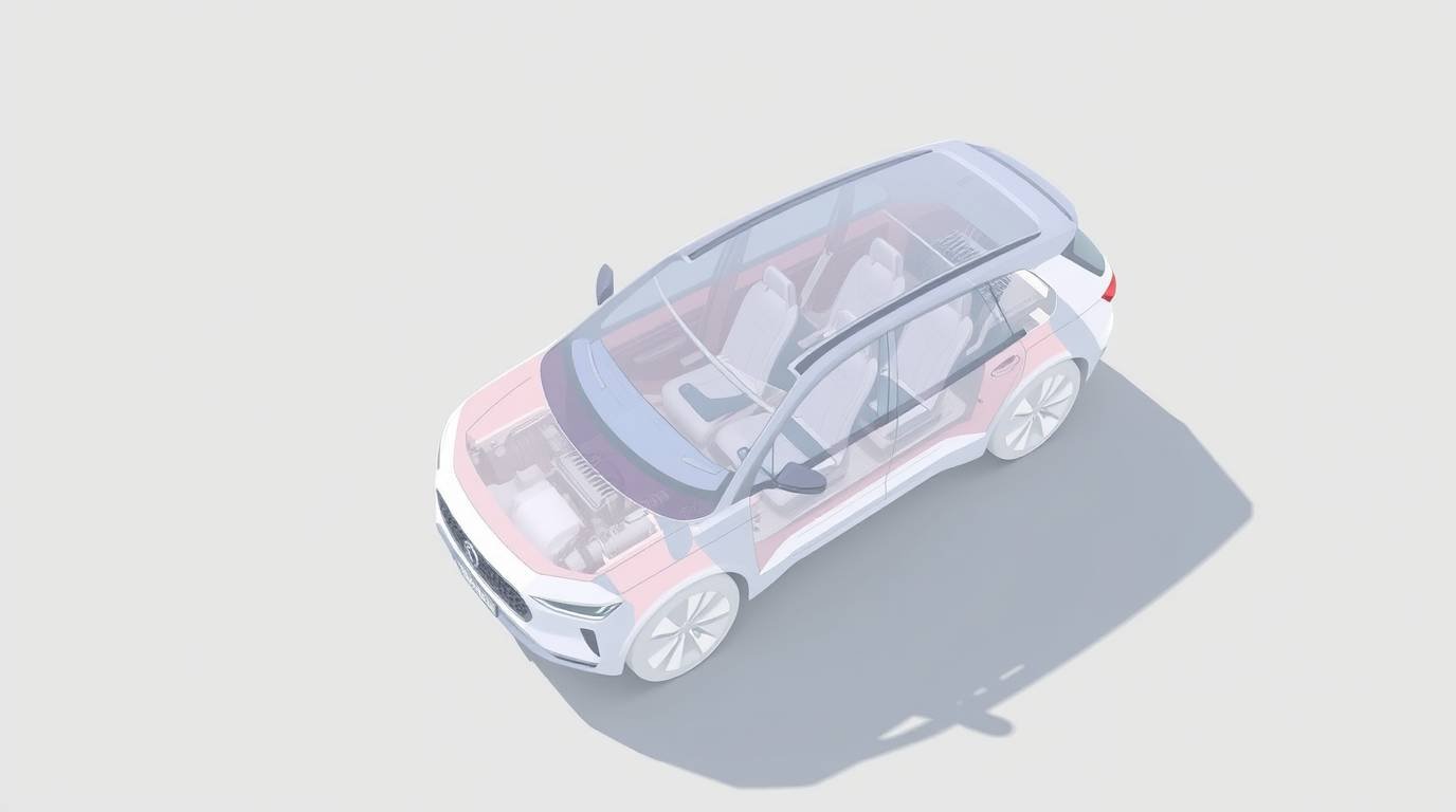 Illustration of a hybrid engine or SUV aerodynamic design diagram